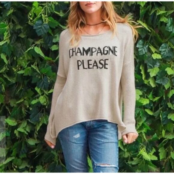 Wooden Ships Sweaters - Wooden Ships Champagne Please Mohair Blend Lightweight Sweater Size Small/MED